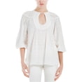 thumbnail image 1 of Max Studio London Blusa de punto texturizada para mujer, blanca, grande, 1 of 1