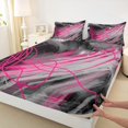 thumbnail image 3 of jejeloiu Oil Painting Ombre Queen Sheet Sets,Pink Geometric Stripes Flat Sheet,Modern Abstract Minimalist Queen Fitted Sheet For Girl,Microfiber Room Decoration,4pcs, 3 of 7