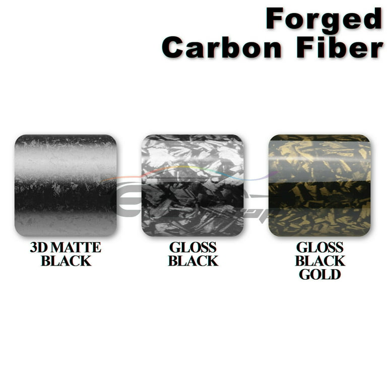 EzAuto Wrap Forged Gloss Carbon Fiber Black Gold Car Vinyl Wrap Air Release Sticker Sheet, Size: 60x60 (5FTx5FT)