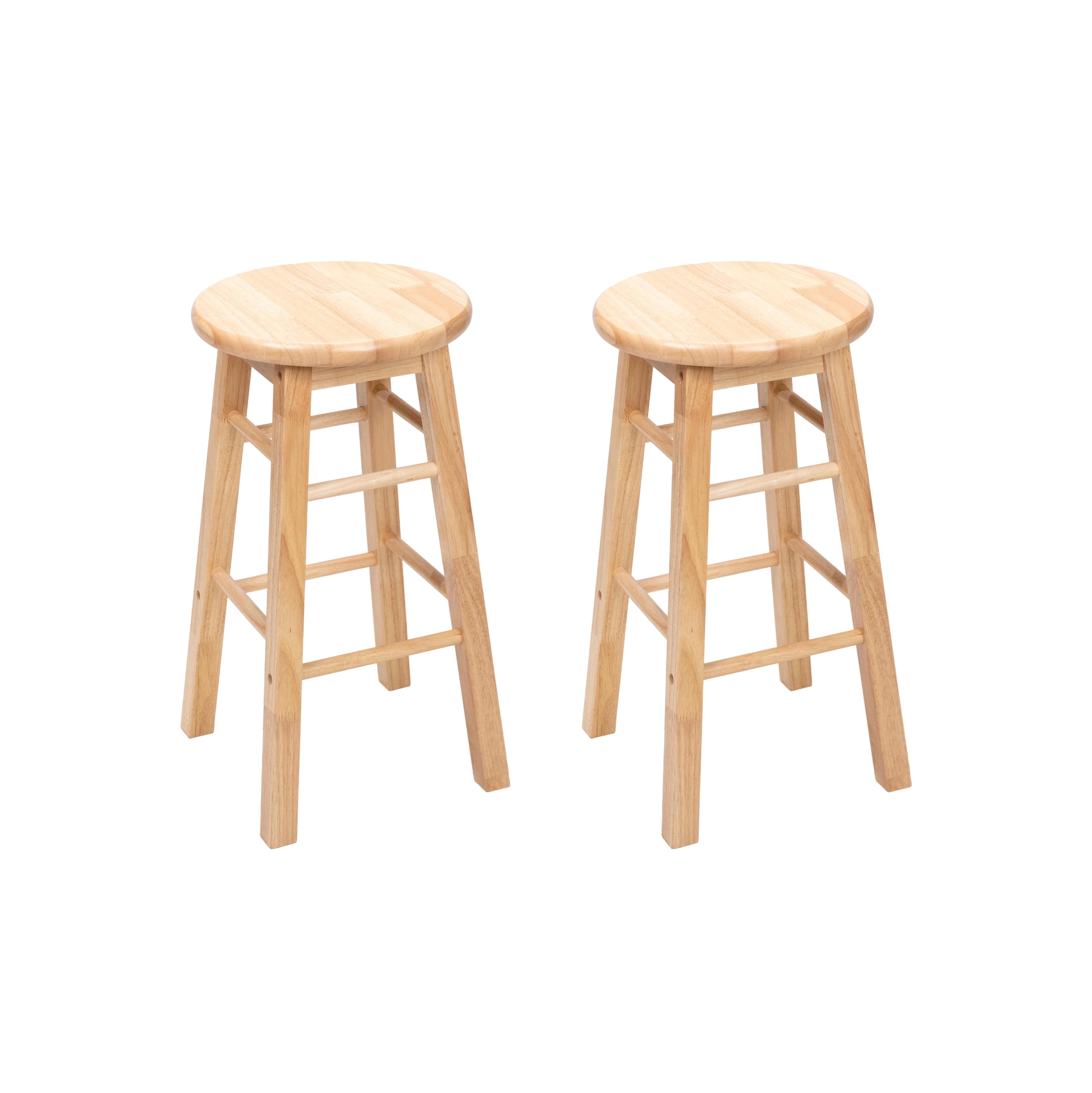 Mainstays 2-Pack 24" Backless Wood Counter Stools, Natural Finish
