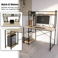 thumbnail image 4 of Nost & Host 47.2 Inch Home Office Study Desk with 2 Tier Shelves, Oak, 4 of 6