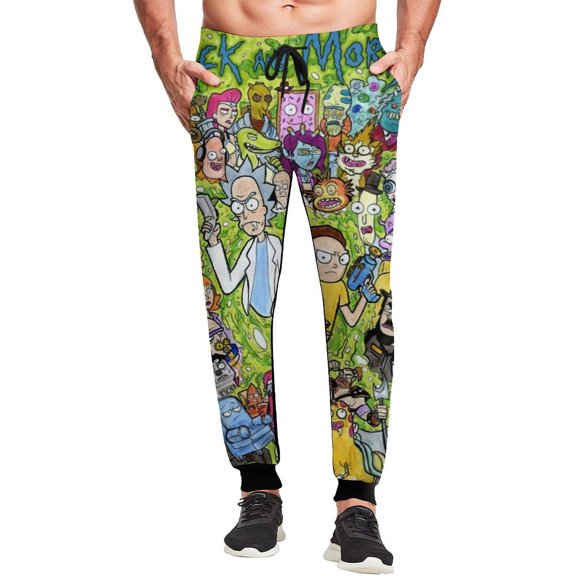 Rick And Morty Mens Joggers Sweatpants Elastic Waist Casual Athletic Sports Trousers Comfortable Workout Track Pants S