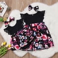 thumbnail image 4 of Tenue Assortie pour Sœur Bébé Enfants Filles Combinaison Florale Barboteuse Robe+bandeau Ensemble, 4 of 5