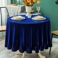 thumbnail image 5 of GLORY SEASON Velvet Luxurious Round Table Cloth Farmhouse Tablecloths for Party Baby Shower Tabletop Blue 70 in, 5 of 8