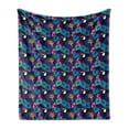 thumbnail image 1 of Aloha Soft Flannel Fleece Throw Blanket, Tropical Rainforest Nature Theme with Toucan Parrot Island Leaves and Pink Flowers, Cozy Plush for Indoor and Outdoor Use, 50" x 70", Multicolor, by Ambesonne, 1 of 6