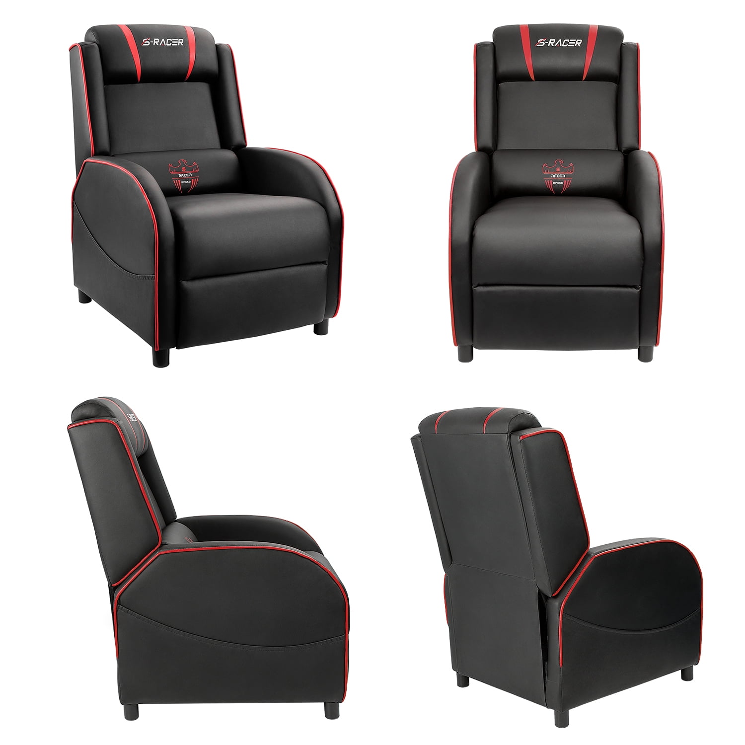 Tangkula Pu Leather Gaming Recliner Chair Single Massage Lounge