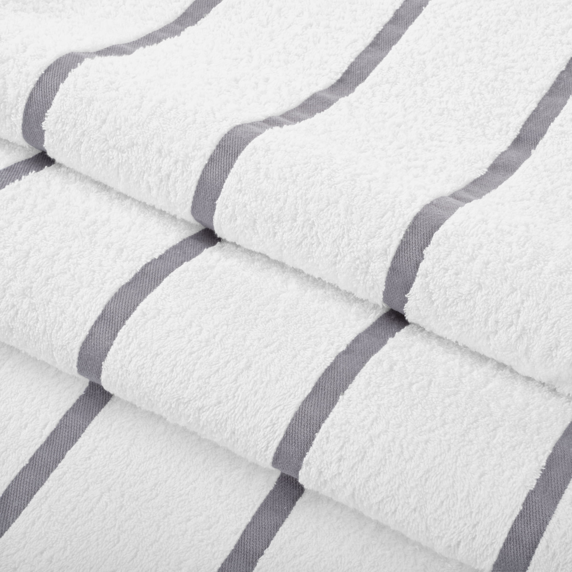 Arkwright Las Rayas Beach Towel (4 Pack), Ring Spun Cotton Pool Towel - 30x60 in., Light Grey Stripes