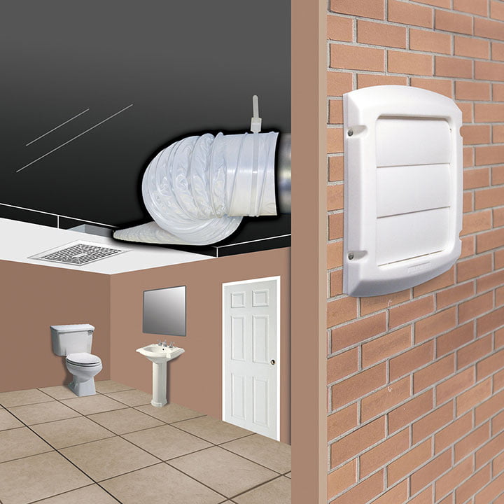 Bathroom & Utility Wall Bath 3" To 4" Fan Exhaust Duct Vent 5 Pc Kit EXWTZW 