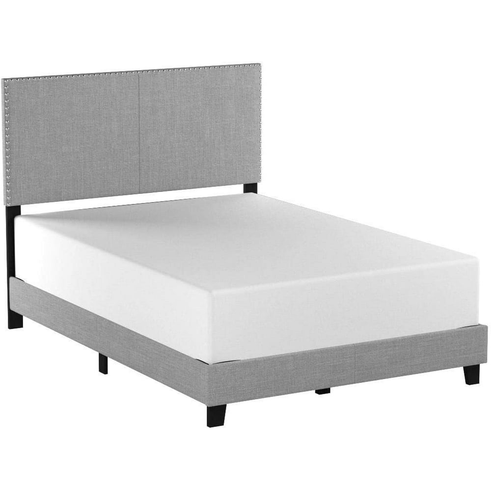 Crown Mark Erin Upholstered Panel Bed in Gray, Twin