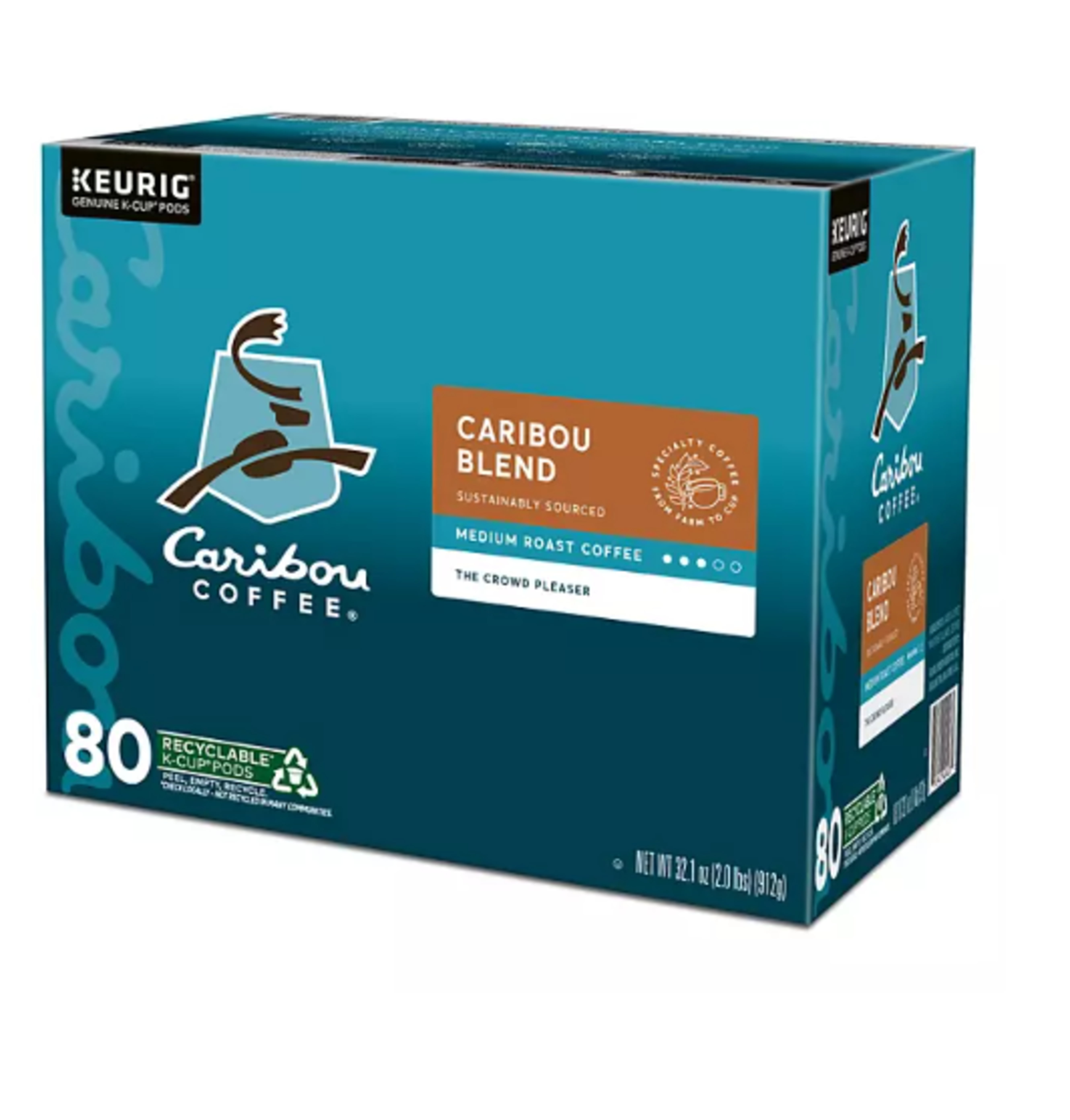 Caribou Coffee Medium Roast K-Cup Pod, Caribou Blend, 80 ct.