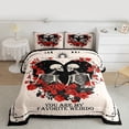 thumbnail image 2 of Manfei Gothic Skull Skeleton Bedding Comforter Set,Romantic Valentine Day Twin Comforter Sets,Red Flower Floral Bedding Set For Girl Boys,Super Cozy Room Decor Reversible,2-Piece, 2 of 8