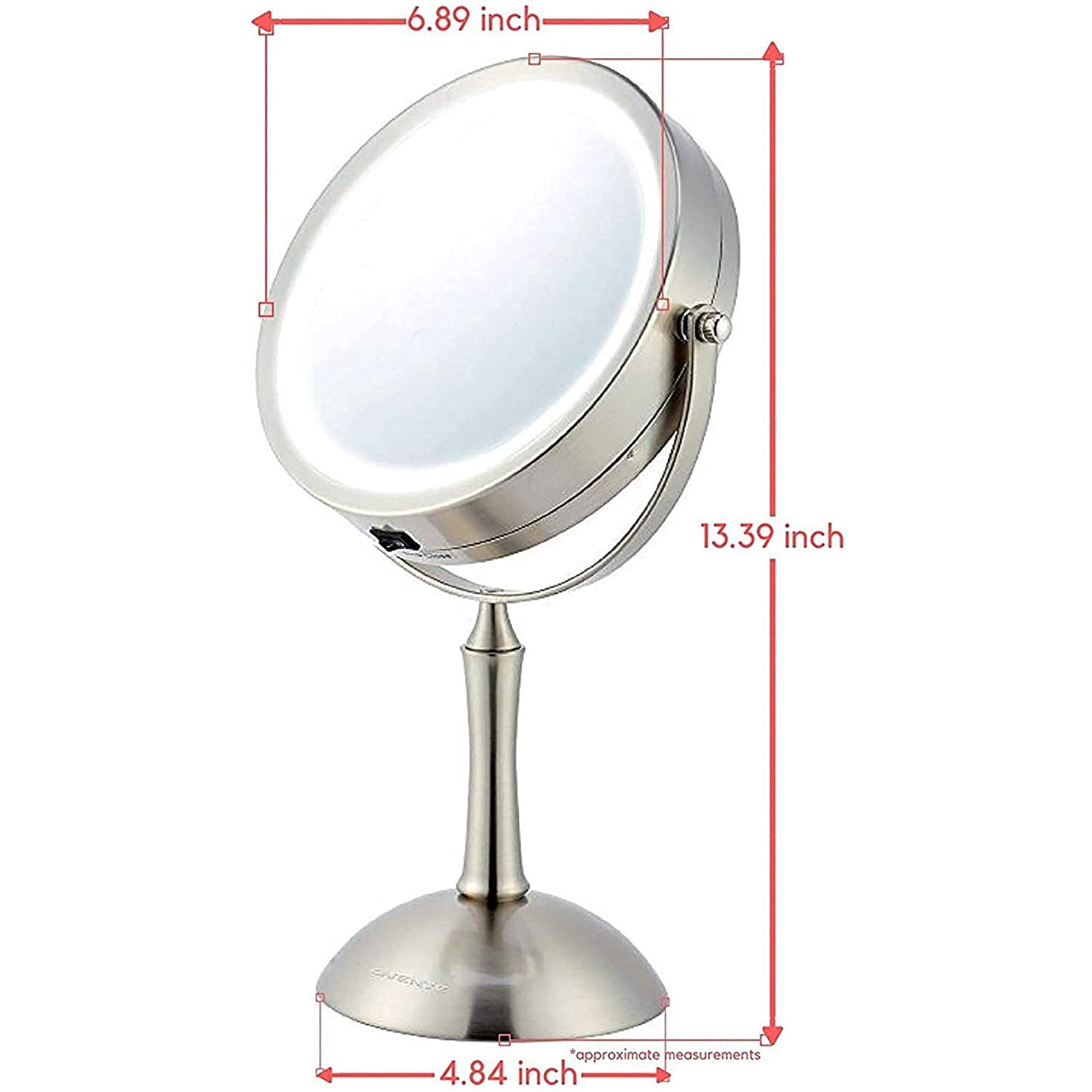 camouflage Formuler Tag fat Ovente Round Lighted Table Top Makeup Mirror 7 Inch 1X 8X Magnification LED  Ring Light 360 Adjustable Double Sided Spinning Desk Bathroom Stand Large  4AAA Battery Powered Nickel Brushed MDT70BR1X8X - Walmart.com