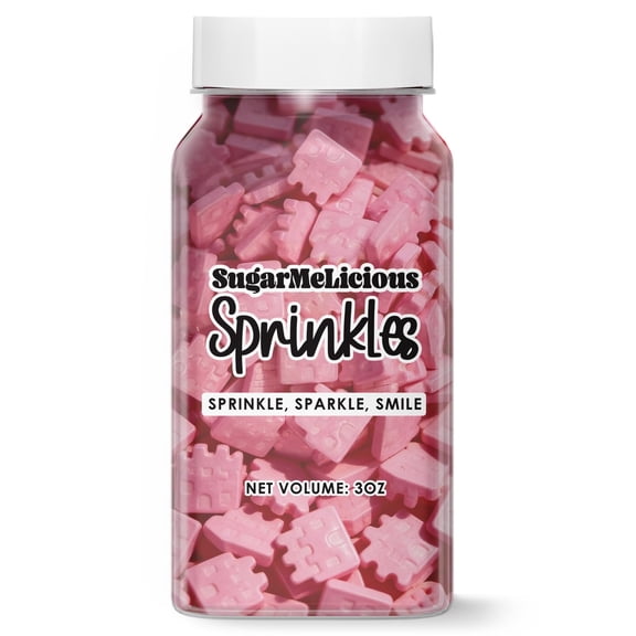 SugarMeLicious Castle Shaped Sprinkles, Edible Fairytale Decorations for Cakes Cupcakes Cookies and Desserts, Princess Theme Baking Sprinkles, 3 Ounce Jar