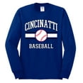 thumbnail image 2 of Wild Bobby City of Cincinnati Baseball Fantasy Fan Sports Men's Long Sleeve T-Shirt, Royal, XX-Large, 2 of 6