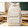 thumbnail image 6 of 15.6 Inch Laptop Backpack, Solid Color Oxford Large Capacity Daypack With Padded Compartment For School Work Business Trips And Hiking (Beige), 6 of 6