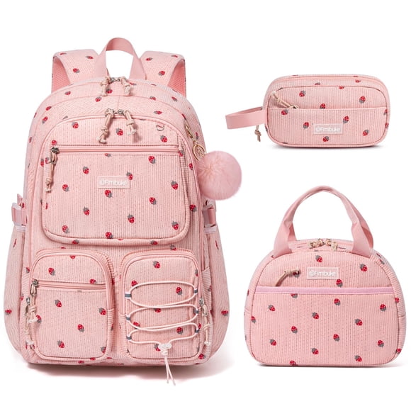 Mochila escolar Fimibuke de pana para niños, 3 unidades, con lonchera y bolsa