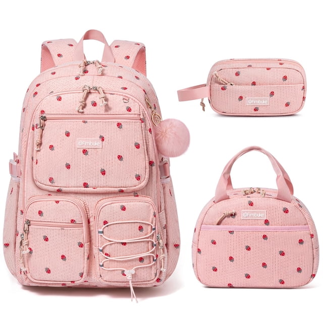 Mochila escolar Fimibuke de pana para niños, 3 unidades, con lonchera y bolsa