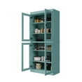 thumbnail image 3 of Palace Imports 100% Solid Wood Kitchen Pantry Storage Cabinet with Glass Doors and Adjustable Shelves, Aqua Blue, 3 of 6