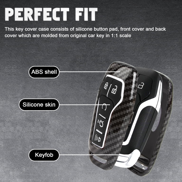 Kirsnda Key Fob Cover Case For Ford & Lincoln - Fits Explorer, Mustang, Edge, Fusion, F-150, MKZ, MKC (5-Button Key Style)