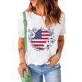thumbnail image 4 of ABPHQTO Camiseta gráfica con cuello redondo y estampado de flores de la bandera estadounidense blanca para mujer, 4 of 5