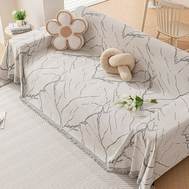 Xiao Hua 1 funda de sofá de terciopelo gris con estampado de piedras, antideslizante y resistente a la suciedad, lavable, 70,87 x 51,18 pulgadas