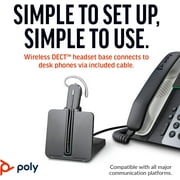Poly CS540 Wireless DECT Headset - Single Ear - Convertible - Noise Cancelling Microphone Bundle Including: Base, Headband, Ear tips, Goby Labs Headphone Cleaner, Fiber Cloth
