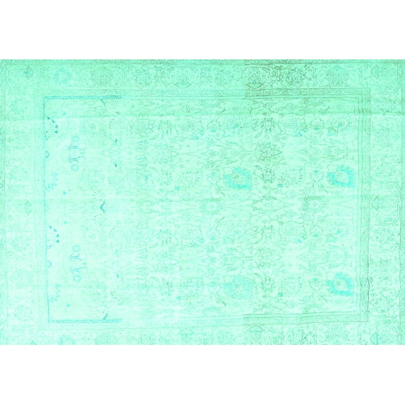 Ahgly Company Indoor Rectangle Persian Turquoise Blue Traditional Area Rugs, 7' x 10'