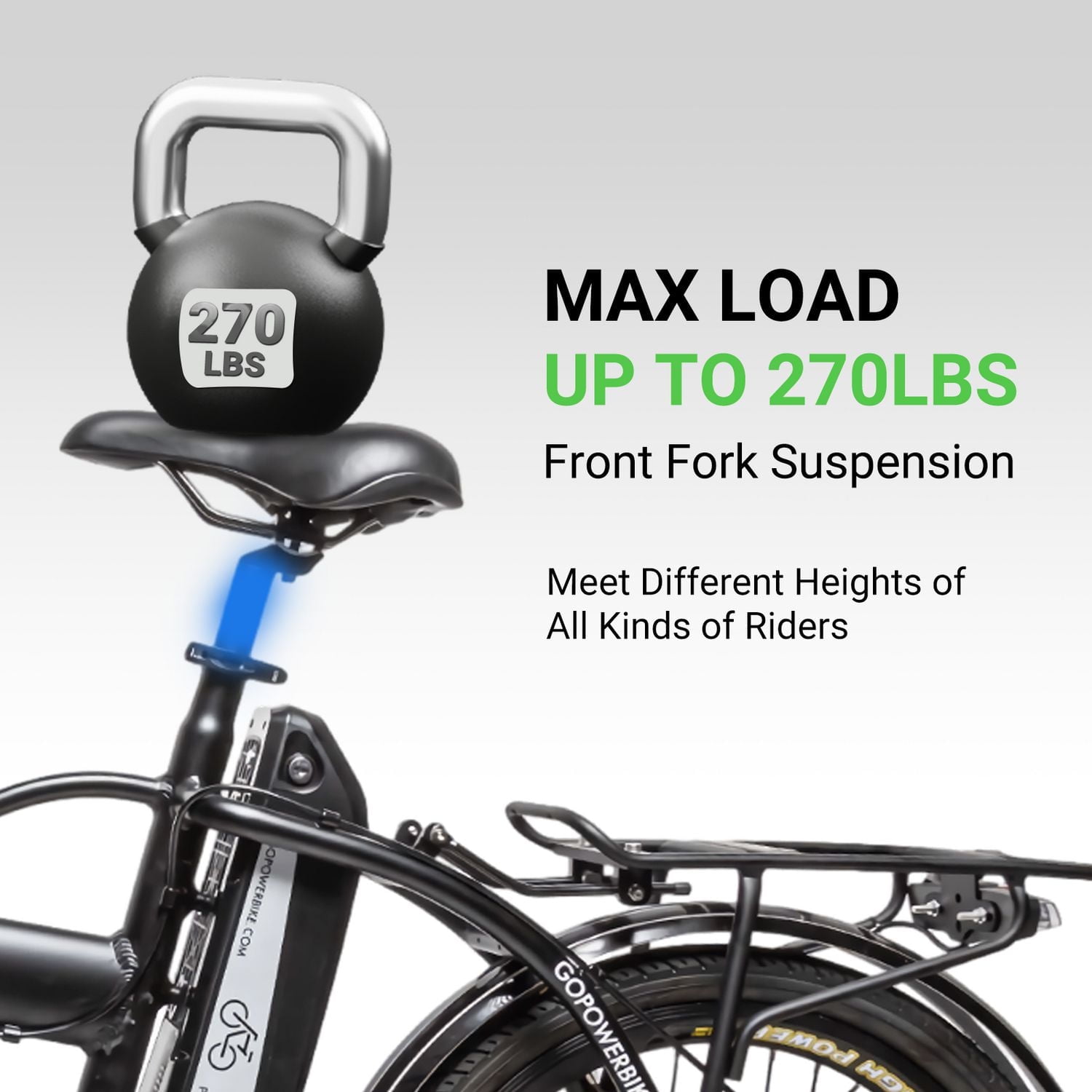 GoPowerBike GoCity Electric Bike | Adult Folding Bike, Weighs Only 46lbs | 50+ Mile Range w/ 5 Pedal-Assist Levels | 20mph Top Speed | Removable Battery | Class 1 and 2 eBike