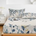 thumbnail image 6 of Cal.King Size Fitted Sheet Set - Navy Blue Eucalyptus 3 Piece Bedding Sets 16" Deep Pocket Fitted Sheet with 2 Pillowcases, Farmhouse Weeping Leaves Linen Brushed Microfiber Hotel Luxury Bed Sheets, 6 of 9