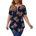 thumbnail image 3 of GingDin Women's Plus Size Tops Henley V Neck Button T Shirt Floral Casual Blouse m-4xl, 3 of 12