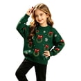 thumbnail image 4 of CONFREE Christmas Girls Long Sleeve Sweaters Crew Neck Xmas Tree Embroidery Warm Warm Fall Winter Knit Sweater for Kids, 4 of 6