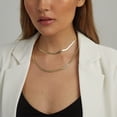 thumbnail image 3 of 14K Gold Plated Herringbone Choker Necklaces Double Layered Snake Chain Necklace, 3 of 4