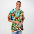 thumbnail image 2 of XIAOCHA Men's Parrot Hawaiian Shirt Camp Collar Short Sleeve Tropical Print Button Up Blouse Vibrant Casual Beach Party Going Out Top, 2 of 2