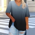 thumbnail image 4 of Stamzod Oversized Tshirts for Women V-Neck Short Sleeve T-Shirts Summer Basic Tees Trendy Gradient Gray-1 XXXL, 4 of 5