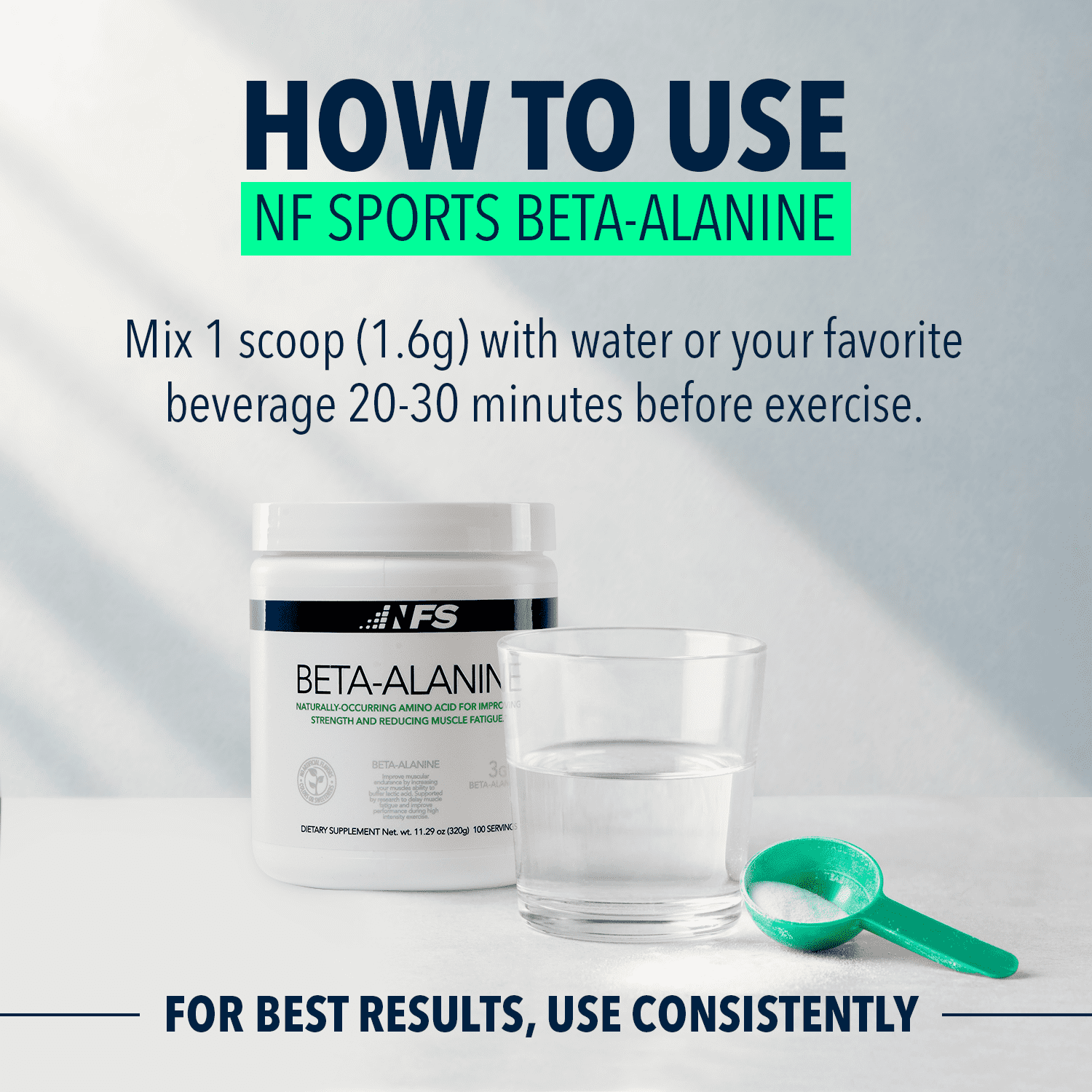 NF Sports Beta-Alanine Powder, Unflavored, Endurance and Muscle Carnosine Support, 100 Servings
