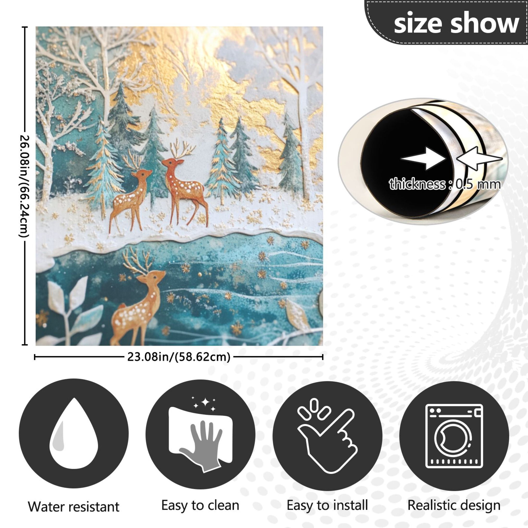 Dishwasher Magnetic Sticker 23x26 Inch Refrigerator Magnetic Sticker Washing Machine Magnetic Sticker Kitchen Panel Magnetic Sticker Home Decor Christmas Deer in The Snow