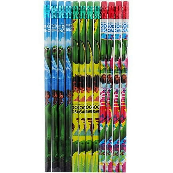 The Good Dinosaur Wooden Pencil Pack 12 Red Green Blue Eco-Friendly Pencils