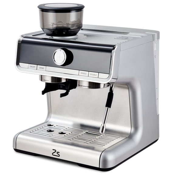 Machine with Built-In Grinder – 20-Bar Pressure Coffee Maker with Steam Wand, Removable Water Tank, One-Touch Brewing for Home & Office Use