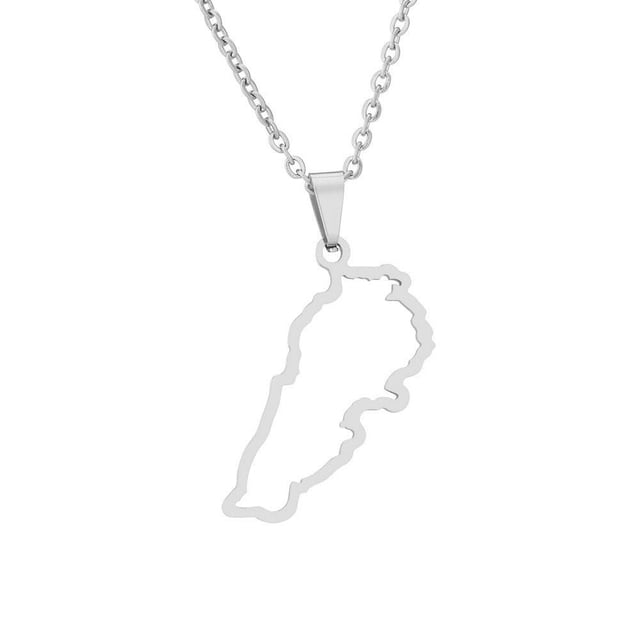 CAIROYAR Collar de acero inoxidable mínimamente personalizado Colgante de mapa hueco de personalidad versátil Tela religiosa G2h0 Accesorios