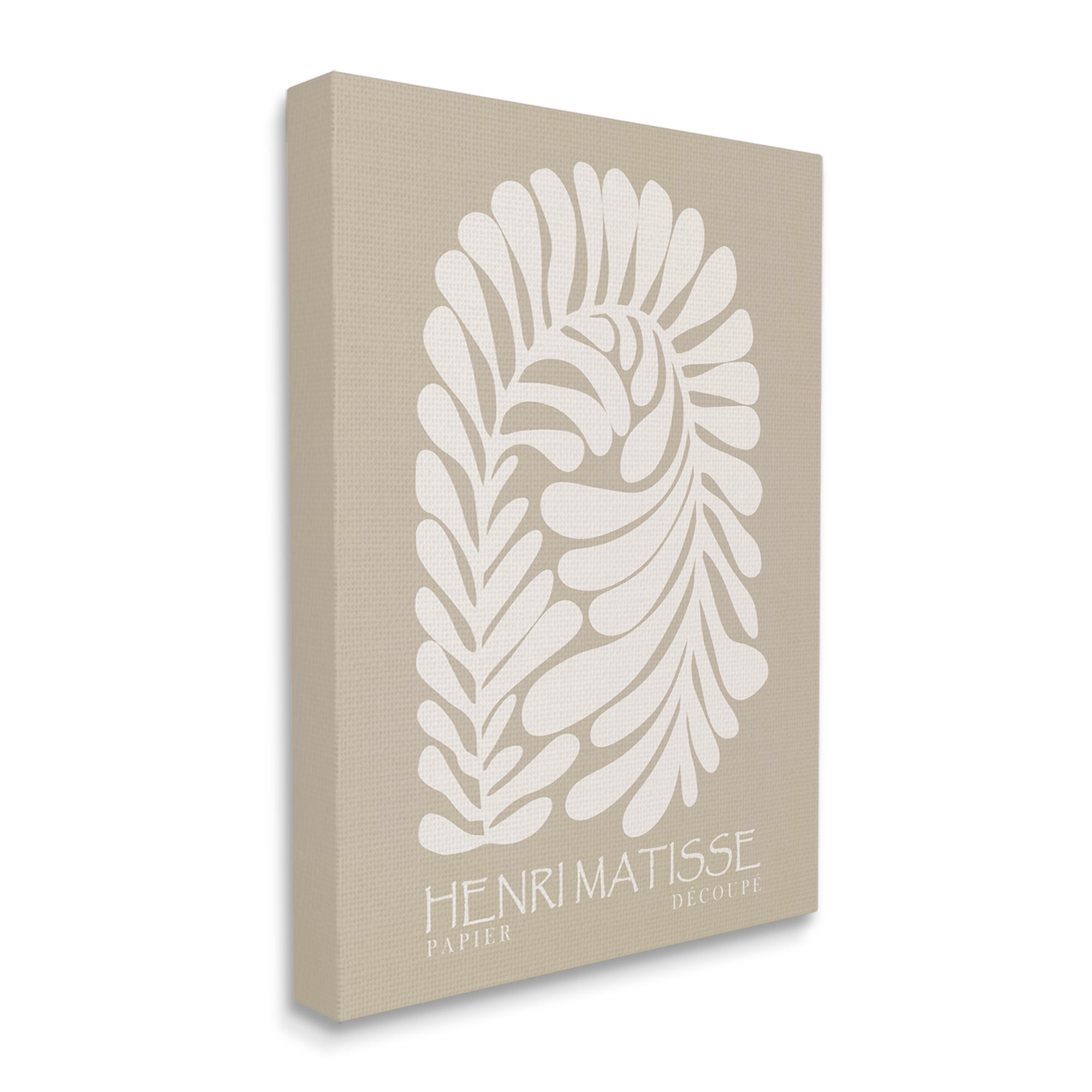 Stupell Industries Neutral Tones Botanical Leaf Pattern Matisse Text Canvas Wall Art, 36 x 48, Design by Ros Ruseva