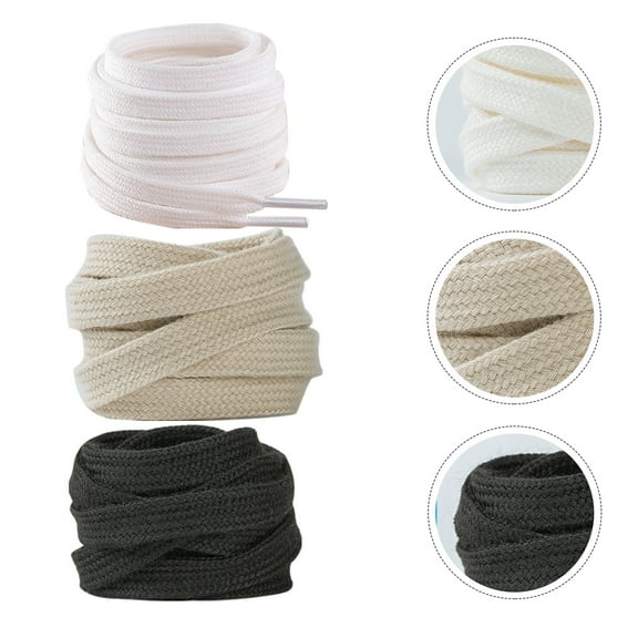 3 Pairs Shoelace Laces for Boots Pure Cotton Shoelaces Simple