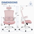 thumbnail image 3 of CELTOSS Ergonomic Office Chair, High Back Flip-Up Armrests Design, Adjustable Mesh Headrest and Lumbar Support, Pink, 3 of 13