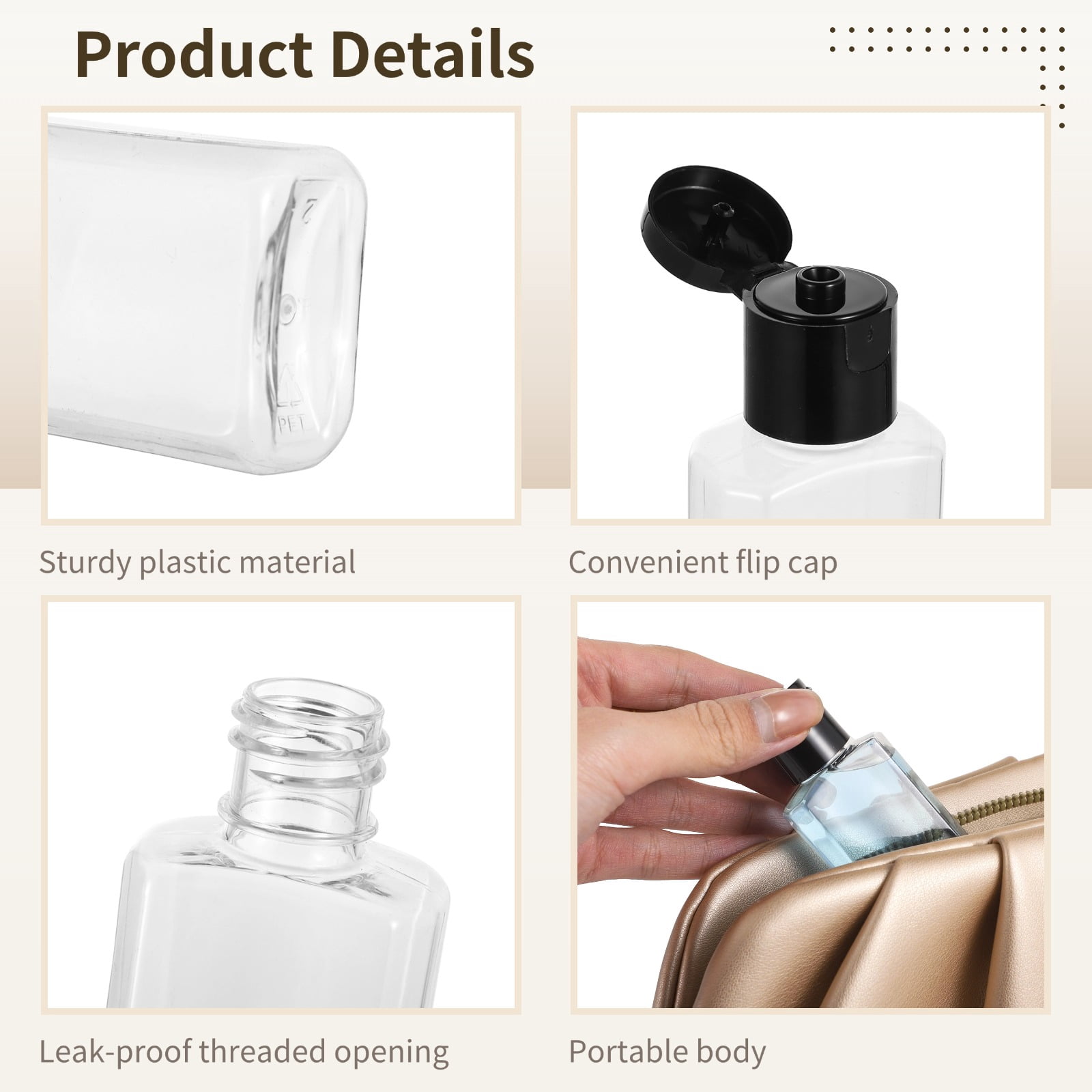 100 Pcs 1 oz Travel Bottles - Hand Sanitizer Bottle Mini Clear Bottles with Flip Caps, Portable Empty Refillable Containers for Shower Gel, Face Creams, Body Lotions