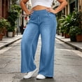 thumbnail image 4 of IFNWSV Denim Pants for Women Plus Size Stretchy Wide Leg Jeans with Pockets High Waisted Loose Casual Trousers Light Blue XL, 4 of 7