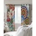 thumbnail image 3 of Boho Floral Blackout Curtains 72 Inches Long for Bedroom, Bohemia Colorful Mandalas Botanical Flower Thermal Insulated Room Darkening Black Out Window Curtain Panels Grommet Drapes for Living Room, 3 of 8