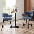 thumbnail image 6 of Counter Height Bar Stools with Full Back – Swivel Counter Stools Set of 2 with Linen Padded Back, Metal Footrest, Modern Barstools for Kitchen Counter, Island, Dining Room, Blue 24 inch, 6 of 7