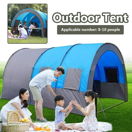 Large Pebble - Xmund XD-ET4 8-10 Peoples Waterproof Camping Tent Tunnel Double Layer Large One Room and One Hall Family Canopy