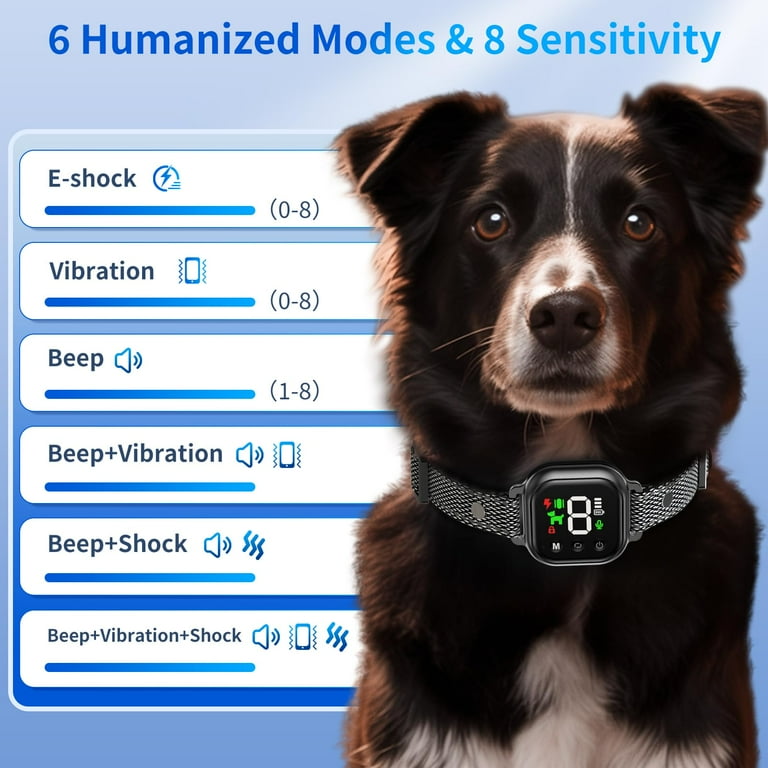 Dog Bark Collar Smart Automatic Anti Bark Collar 8 Adjustable Sensitivity Beep Vibration Shock IP68 Waterproof Barking Collar Harmless Shock Bark Training Collars for Small Medium Dogs Black C28 Walma...