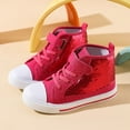 thumbnail image 2 of Toddler Sneakers Spring Autumn Girls High Top Trend Sequin Princess Buckle Casual Board Shoes Baby Shoes Hot Pink 2.5 Years-3 Years, 2 of 5