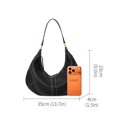thumbnail image 3 of Genuine Cowhide Women Hobo Bag, Black Leather Shoulder Bag, Adjustable Strap Crossbody Purse, 3 of 8